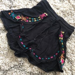 Embroidered black shorts